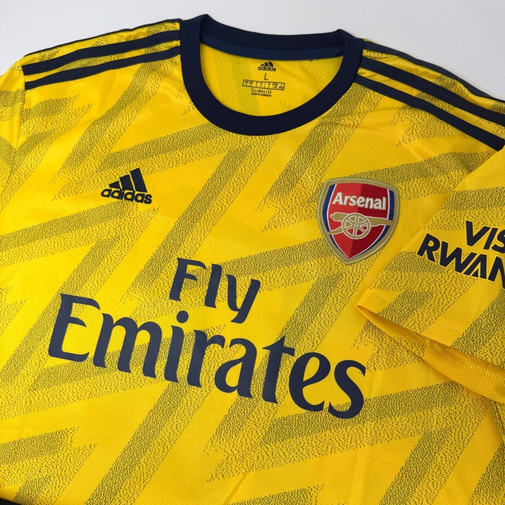 Adidas Arsenal 2019-20 Away Jersey Aubameyang 14 Yellow Banana Mens Large